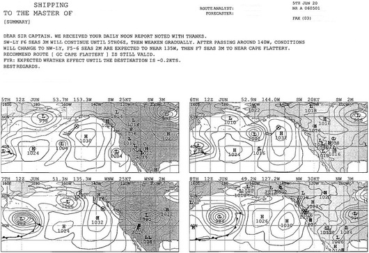 Example of a route forecast