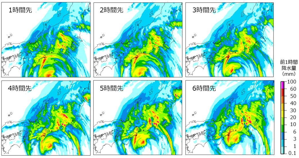 独自気象モデル「SYNFOS」による降雨予測の例