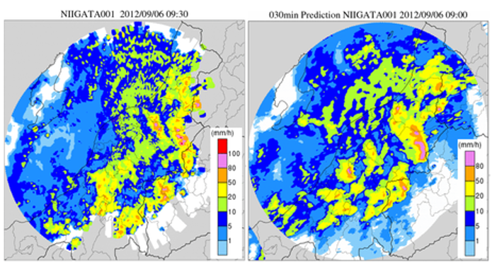 観測雨量(XRAIN)予測雨量(30分先)