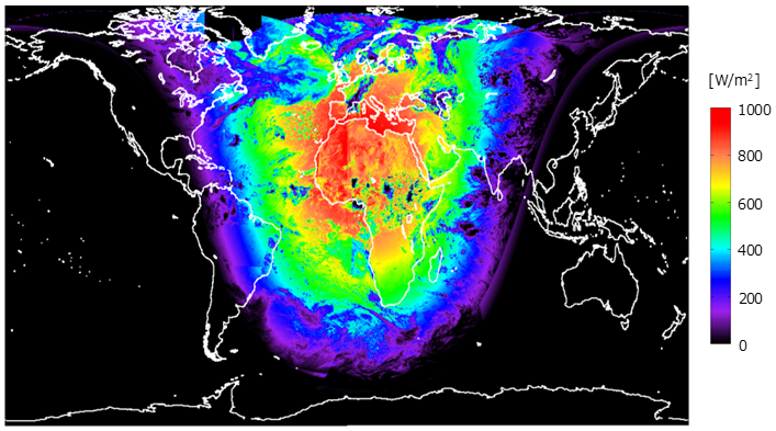 推定日射量の例（全球）