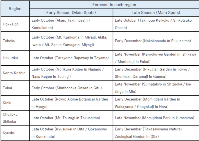 Forecast in each region