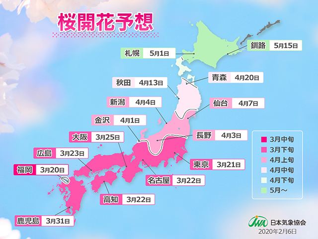桜開花予想(第1回)
