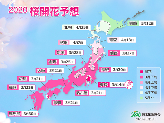 2020年開花予想前線図（第5回）