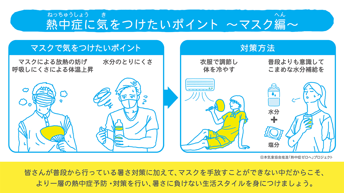 マスクを着用したまま過ごす夏 熱中症を防ぐために気をつけたいポイントは Jwaニュース 日本気象協会