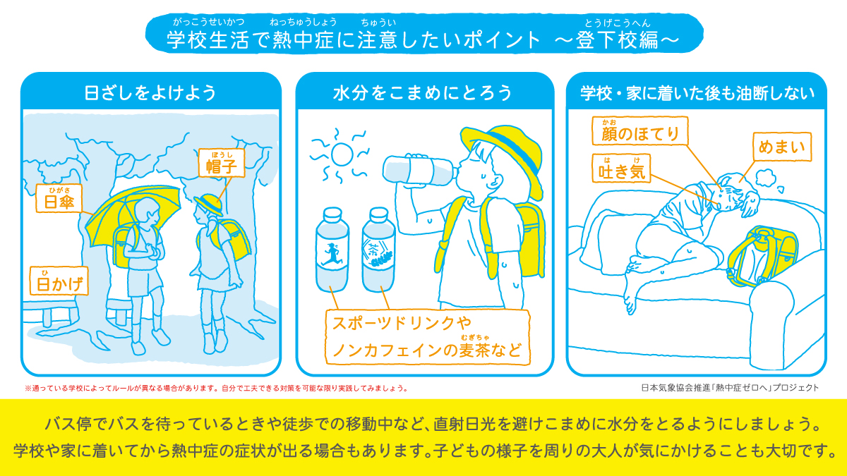 学校生活でも熱中症ゼロへ 今夏の注意ポイントと対策 登下校時 授業中 部活動 みんなで予防しよう Jwaニュース 日本気象協会