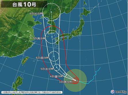 図１　今後の進路予想図（3日正午発表）