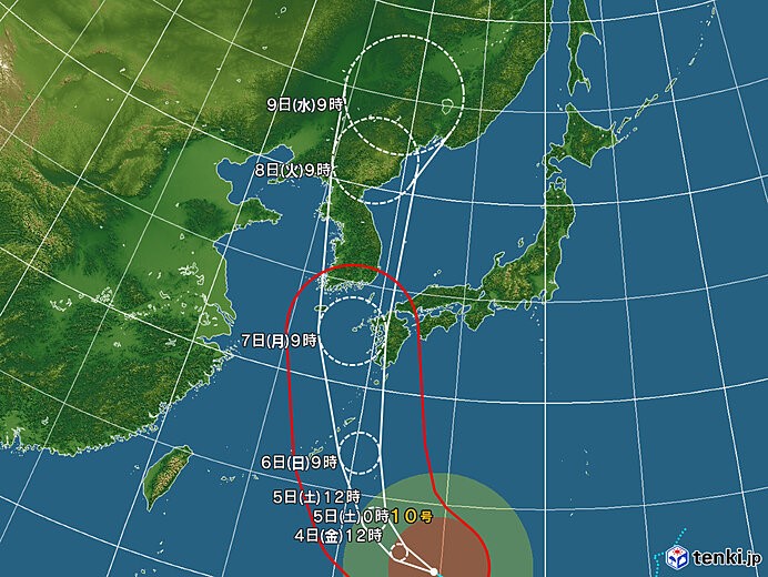 図 1 今後の進路予想図（4日正午発表）