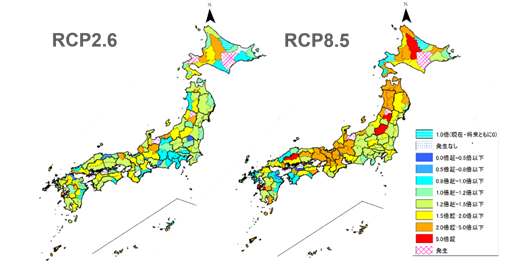 図1：大雨注意報基準の超過回数割合（日本気象協会独自解析）