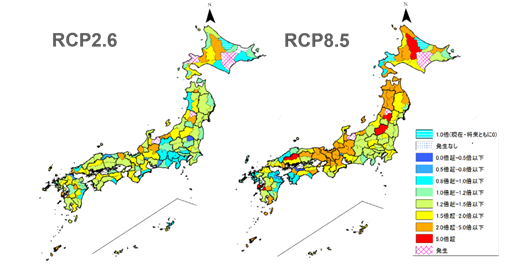 図1:大雨注意報基準の超過回数割合(日本気象協会独自解析)