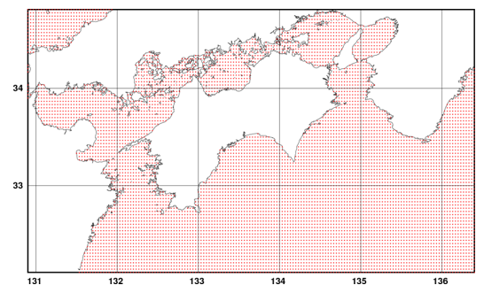 風・波浪データベースの格子点図