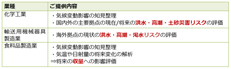 表　主な支援実績