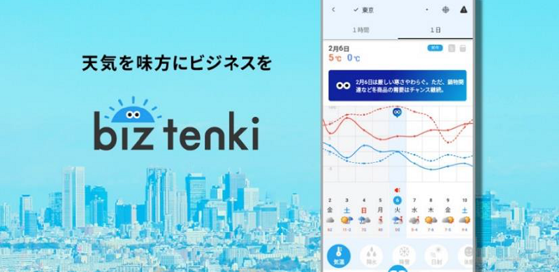 「biz tenki」アプリ　画面イメージ