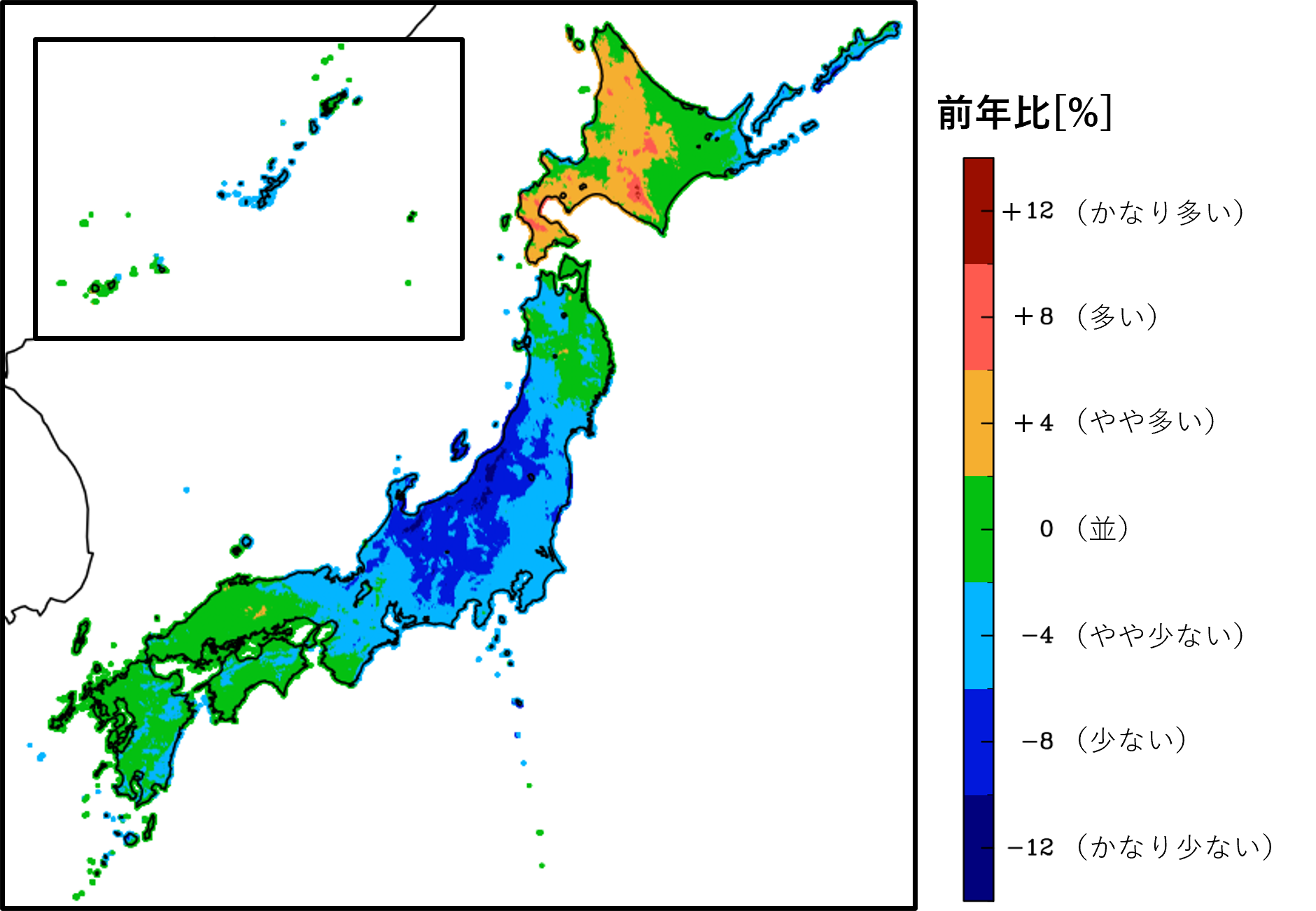 図3 2024年の日射量(前年比)