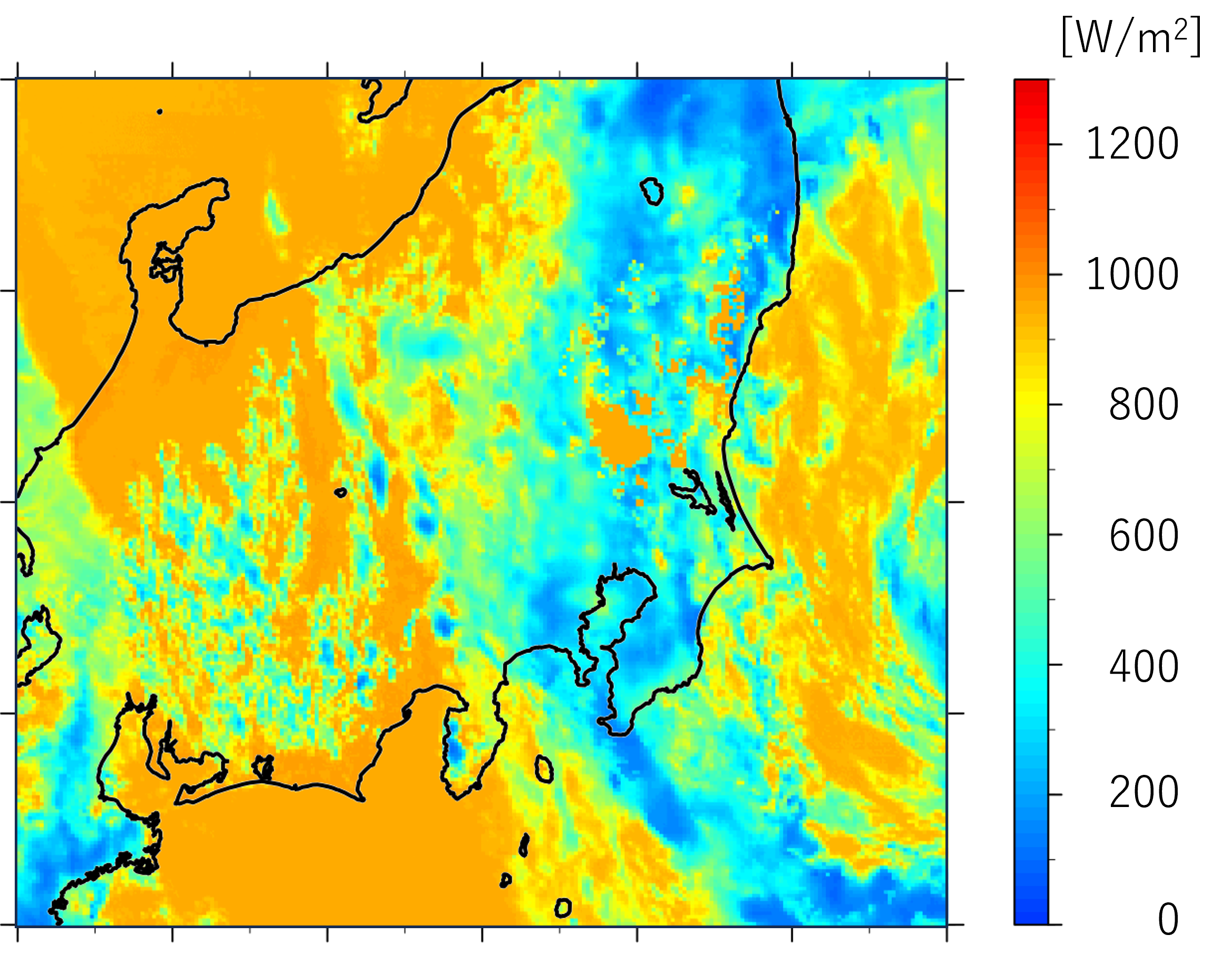 図5　SOLASAT 9-Nowによる特定の時刻の日射量分布の例