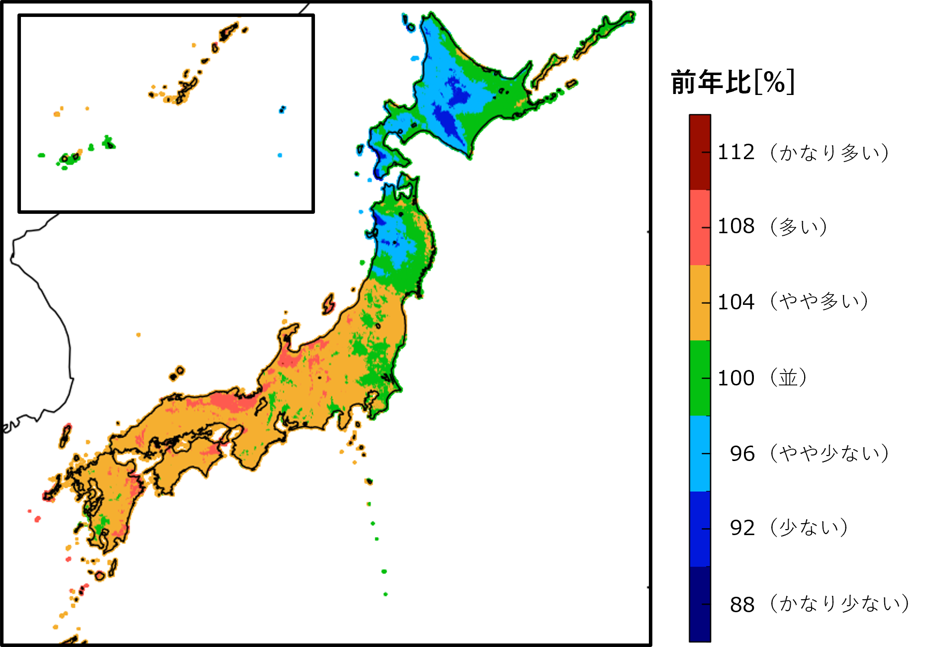 図3　2025年の日射量（前年比）
