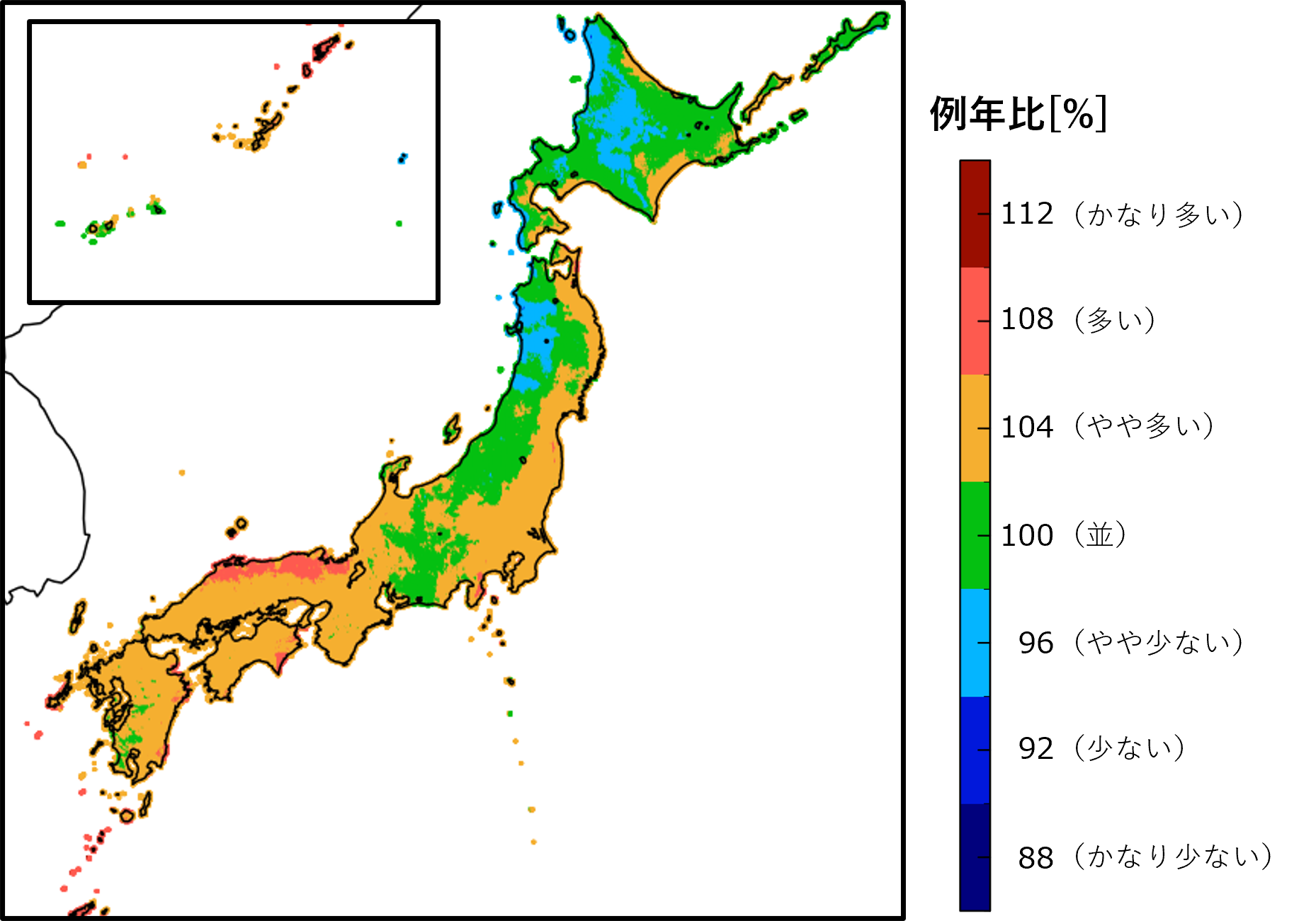 図2　2025年の日射量（例年比）